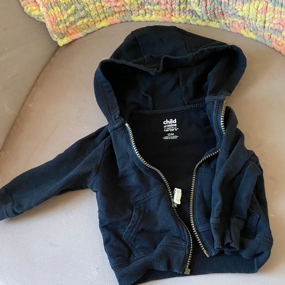 Carter's Black Zip-Up Hoodie 12 mos.